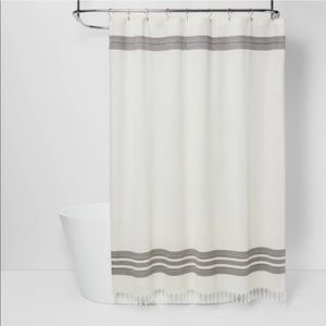 Threshold Striped Fringe Shower Curtain
